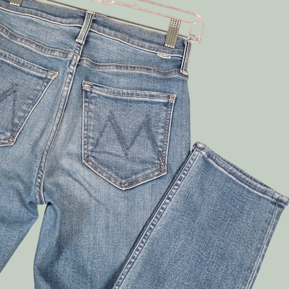 Mother Womens 25 x 26.5" The Tomcat Layover High Rise Straight Leg Jeans Blue